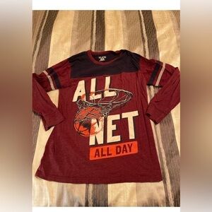 The Children’s Place Boys Maroon Basketball Graphic Long Sleeve Tee XL (14/16)